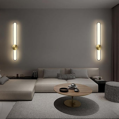 JAYMP Modern Wall Sconce Dimmable LED Wall Light Fixture, Hardwired Wall Lamp for Living Room, Dining Room, Bedroom, Hallway, Lobby, Entryway (Brushed Gold, H110cm/43.3inch)