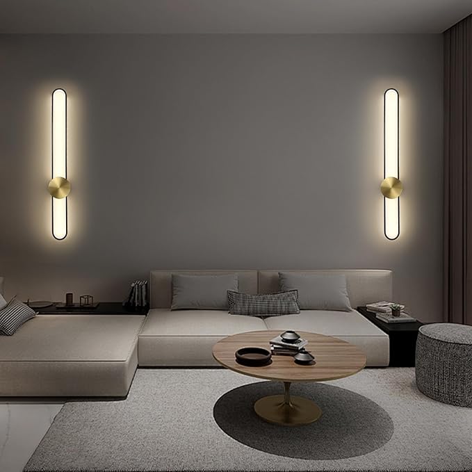 JAYMP Modern Wall Sconce Dimmable LED Wall Light Fixture, Hardwired Wall Lamp for Living Room, Dining Room, Bedroom, Hallway, Lobby, Entryway (Brushed Black, H90cm/35.4inch)