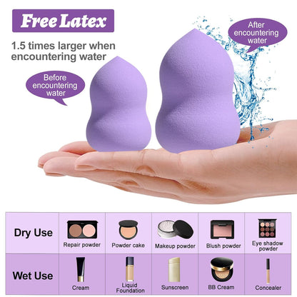 Makeup Sponges BS-MALL 10 Pcs blender sponge for Liquid, Cream, and Powder, Multi-colored Makeup Sponges Purple