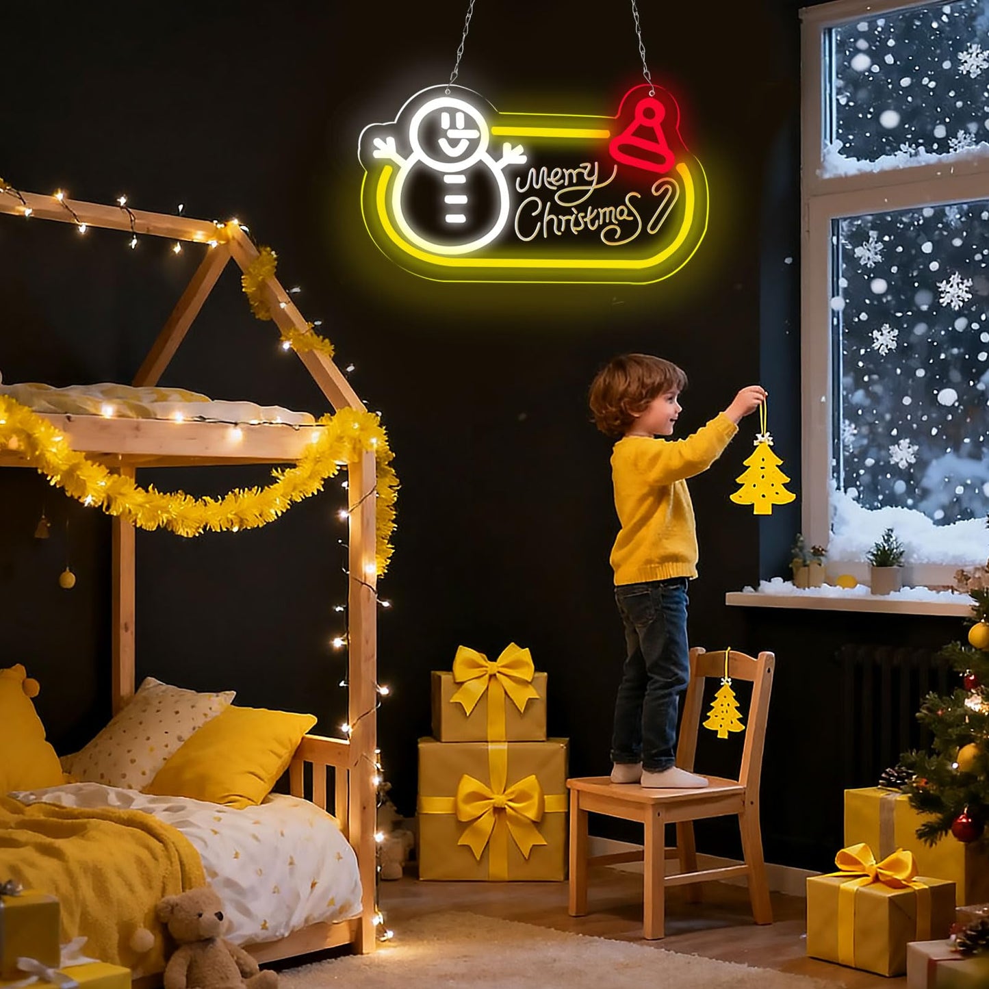 WittyRhE Merry Christmas Neon Sign Christmas Neon Light Wall Decor for Kids Bedroom Living Room Home Window Holiday Party Bar Gift Art for Boys Girls Family-15.75 x 9.13 IN-USB Powered-Acrylic