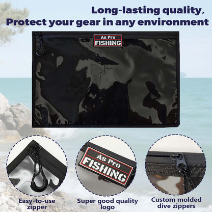 4Pack Fishing Clear Tackle Storage Bag,Waterproof Plastic Storage Fishing Bag for Fishing Gear, Bait, Tackle, Lures and Soft Plastics,Built Tough, Massive Storage Fishing Gift Bag