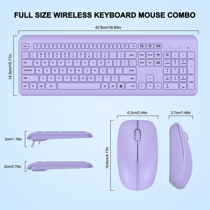 Wireless Keyboard and Mouse Combo, Full Size Silent Ergonomic Keyboard and Mouse, Long Battery Life, Optical Mouse, 2.4G Lag-Free Cordless Mice Keyboard for Computer, Mac, Laptop, PC, Windows