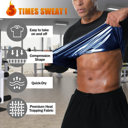 Men's Sauna Shirt - Weight Loss Sweat Suit for Effective Body Shaping | Compression Workout Gear