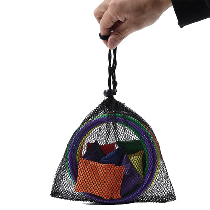 24Pcs Nylon Bean Bags Plastic Rings Game Sets for Kids Ring Toss Game Booth Carnival Garden Backyard Outdoor Games Speed Agility Training Games
