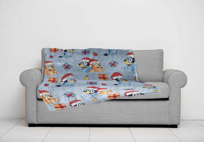 Jay Franco Kids Christmas Plush Throw Blanket – 50x70 Inches Soft & Cozy Fleece Throw for Holiday Bedroom & Couch Décor, Official Licensed Product, Blue - Bluey