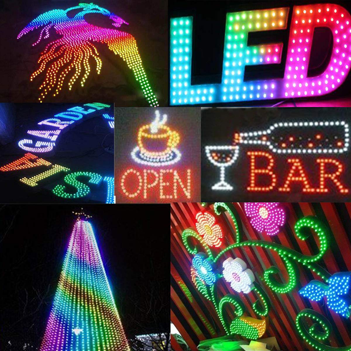 REXTiN® WS2811 Pixels Digital Addressable LED String Lights Waterproof RGB Full Color 12mm DC 12V (DC12V 500pcs)