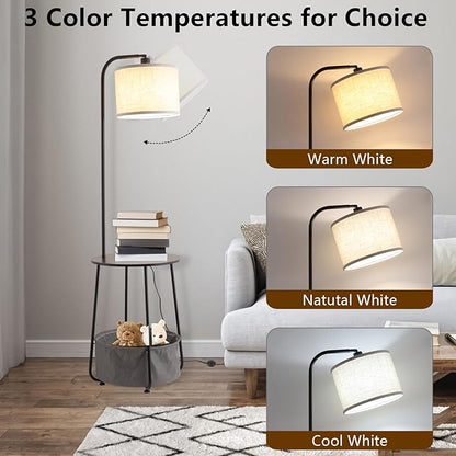 Floor Lamp with Cat Bed, Adjustable Lampshade, 3 Color Temperatures, Foot Switch Control, Tall Standing Lamp with Pet House, Modern Lighting for Living Room Bedroom Decor, Black