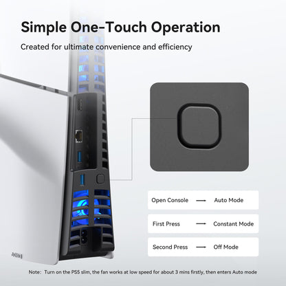 KIWIHOME Cooling Fan for PS5 Slim, Efficient Cooler with Auto On/Off, Adjustable Speed, Quiet Cooling with USB3.0 Port, Four Fan Cooling System with LED Light, Not for PS5 2020/Pro