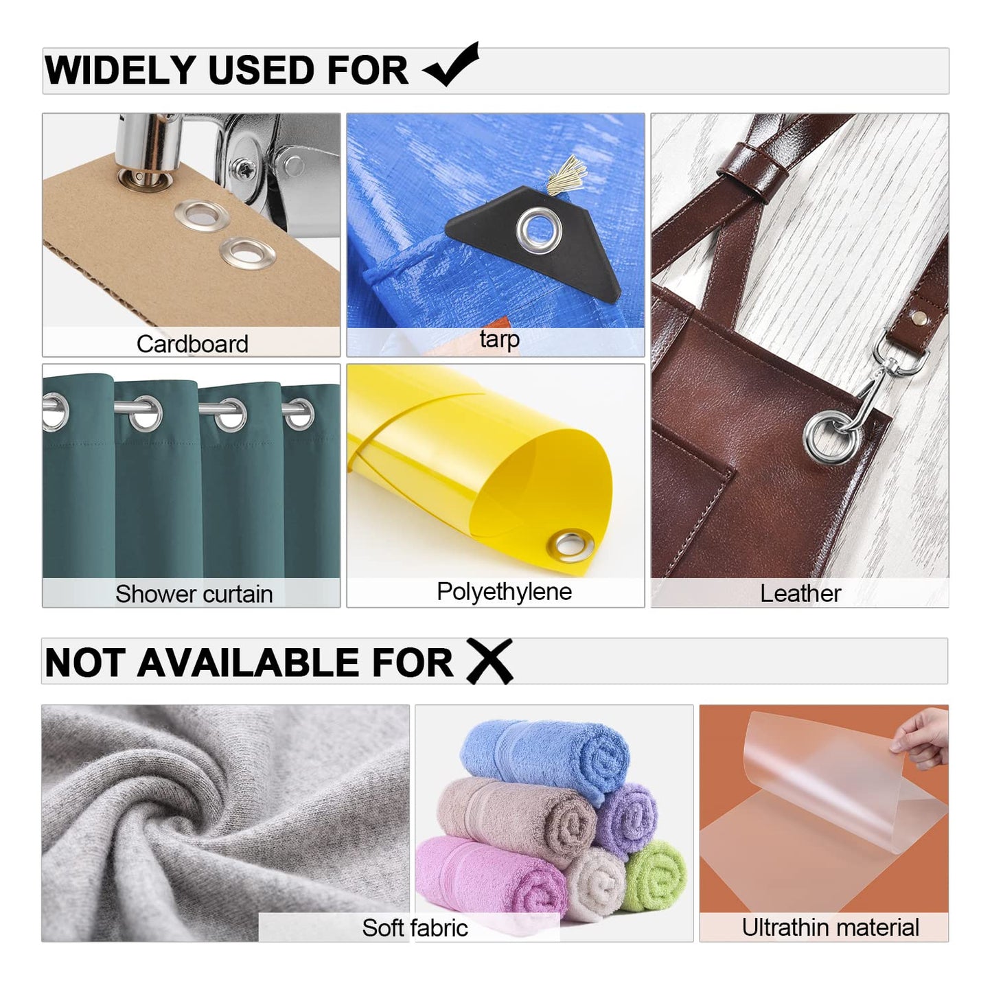 Grommet Tool Kit 3/8 Inch (10mm), Heavy Duty Handheld Manual Press with Hole Punch & 500pcs Eyelets for Leather, Canvas, Fabric, Tarps, Vinyl & Banners