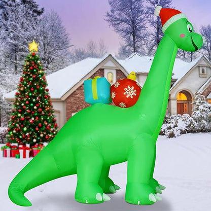 Onory 10 FT Christmas Inflatables Outdoor Decorations Inflatable Christmas Dinosaur with Build-in LEDs Blow up Holiday Decorations for Yard Garden Outdoor Indoor Decor