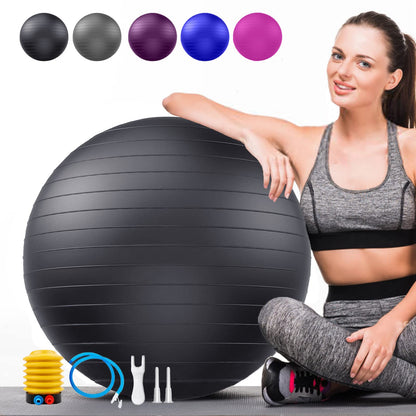 Soft Exercise Ball, Anti-Burst Yoga Ball Chair Supports 2200lbs, Stability Swiss Ball w/Pump for Pregnancy Birthing, Excersize, Workout, Fitness, Balance, Gym, Physio, Abs (Office & Home & School)