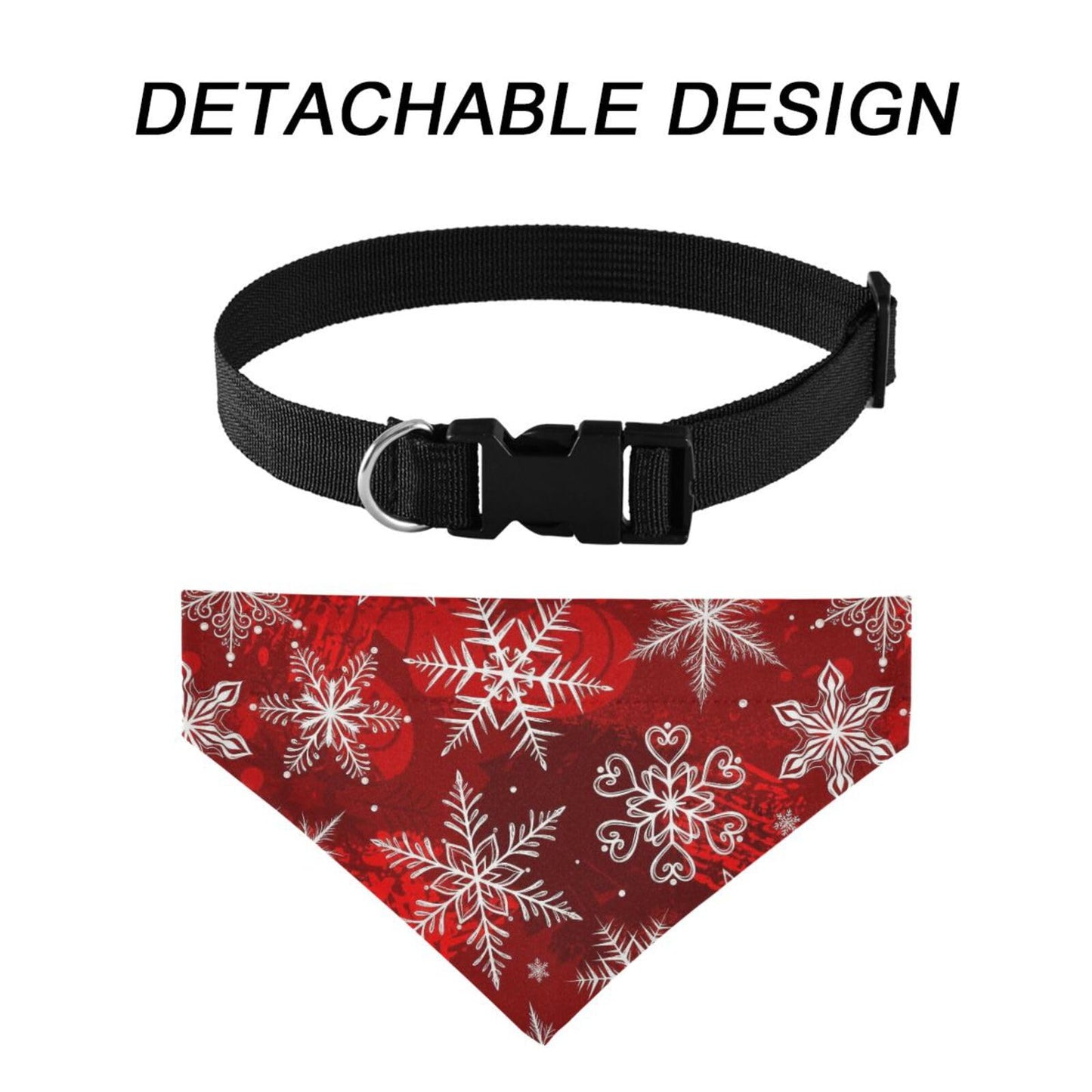 Christmas Dog Bandanas with Adjust Buckle Christmas Red Pattern with Snowflakes Flower Pet Triangle Scarf Washable Dog Bandana Collar