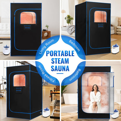X-Vcak Upgraded Portable Sauna of Relaxation, Steam Sauna for Home with Steamer, Pairs Remote Control, Folding Chair, 9 Levels, 2.6’ x 2.6’ x 5.9’