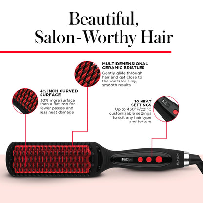 REVLON Salon One-Step Straight and Shine Heated Brush for Visibly Shinier, Smoother Hair | Hair Straightener That Revives Second Day Hair with an Ion Generator That Helps Reduce Frizz