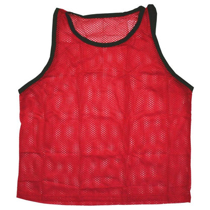 BlueDot Trading 12 Adult Mens Womans Unisex Sports Pinnie Scrimmage Training Vest, Nylon Mesh for Team Practice - For Soccer, Field Hockey, Lacrosse, Football, Basketball, COLOR: Red (12 Pack)