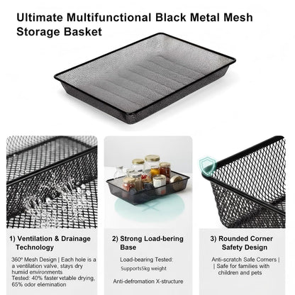 Metal Mesh Desk Organizer, Turn in Trays for Classroom School, Paper Letter Storage Basket for Teacher Office Home, and Storage Containers for Gift Wrap, and Crafts (6 Pack Black)