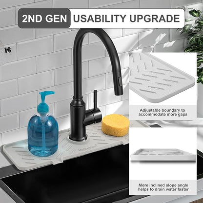 Meiliweser Silicone Faucet Mat for Kitchen Sink – Gen 2 Splash Guard