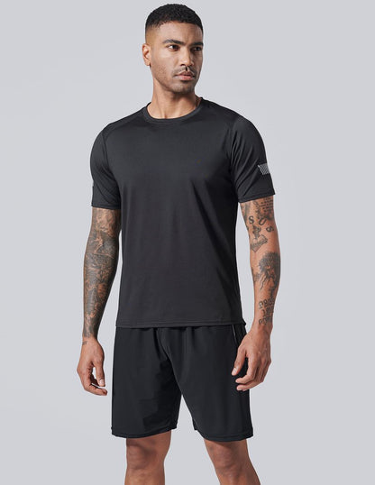 5 Pack Men’s Active Quick Dry Crew Neck T Shirts | Athletic Running Gym Workout Short Sleeve Tee Tops Bulk (Set 3, 3X-Large)