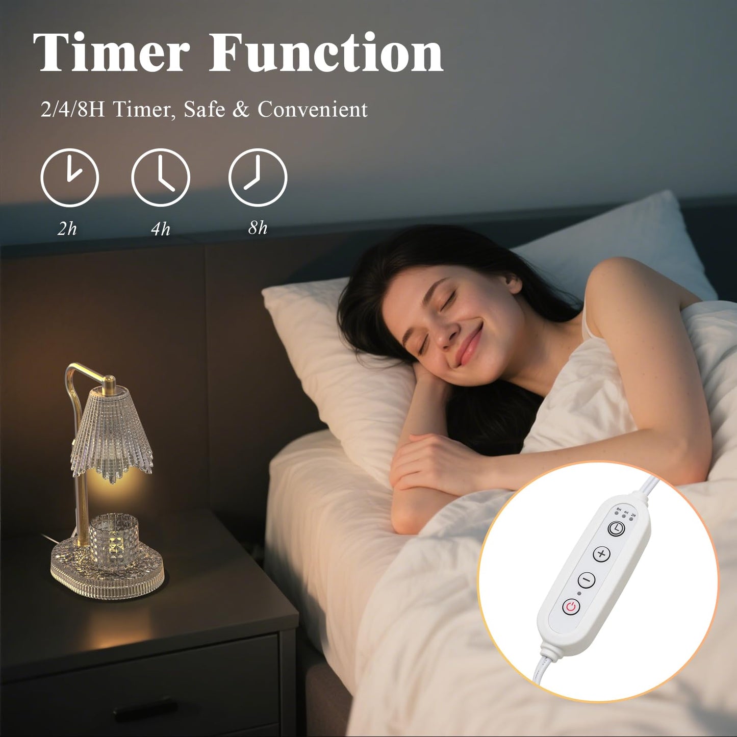 WYghyronic Candle Warmer Lamp with Timer & Dimmable 4-Level Brightness - Adjustable Height,for New Home Bedroom, Gifts for Women (Clear)