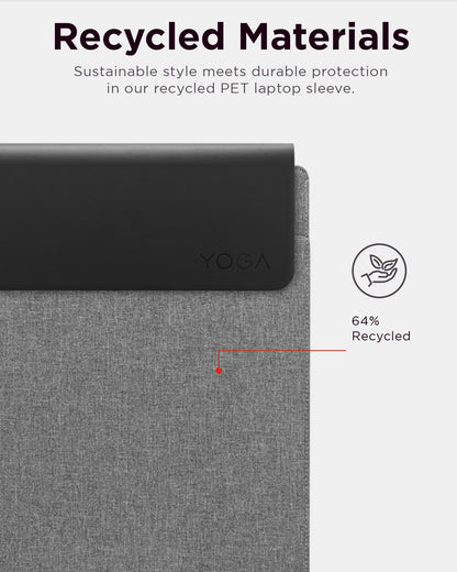 Lenovo Slim Laptop Sleeve 14 Inch Notebook/Tablet - Compatible with MacBook Air/Pro - Eco-Friendly Lightweight Case with Accessory Pocket & Magnetic Closure - Grey