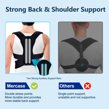 Mercase Professional Posture Corrector for Men & Women, Maximum Support Back Brace, Adjustable & Rigid for Upper Back Pain, Shoulder Relief, Spine Alignment, Stops Slouching, Extra Large(39-50 in)
