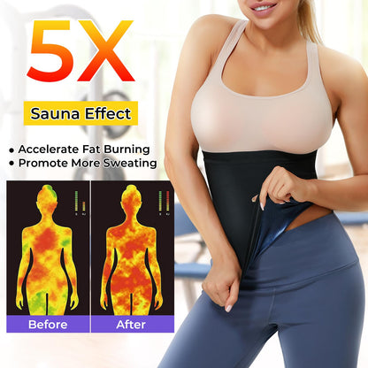 Dulchany Sauna Suit Waist Trimmer for Women Waist Trainer Sweat Band for Stomach Belly Thermo Slimming Belt Workout Blue