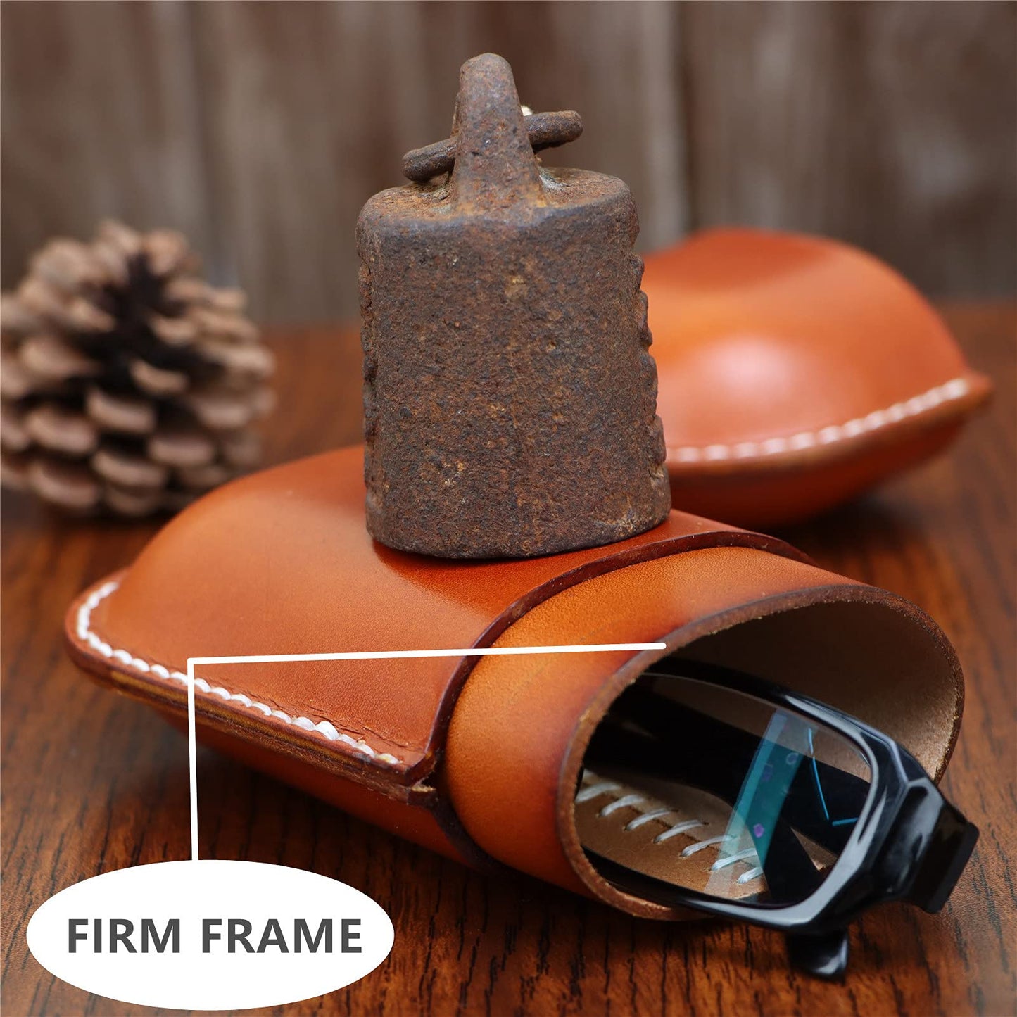 Fanyixuan Leather Glasses Case Cowhide Vintage Men And Women Nearsighted Glasses Sunglasses Travel Anti-Crush Storage Box (Crimson)