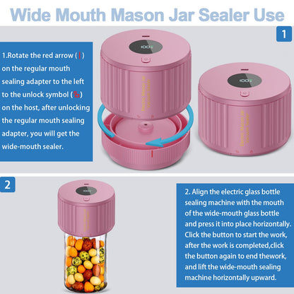 LOVE MOMENT Electric Mason Jar Vacuum Sealer Kit - Pink