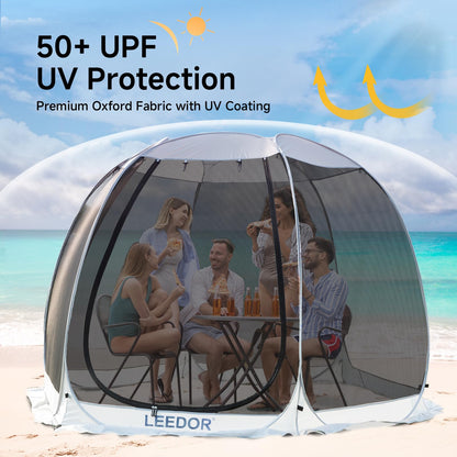 LEEDOR Pop Up Screen House, 4-6 Person Outdoor Screen Tent，Camping Screen Room with Carry Bag, Screen Gazebo with Mosquito Netting, Instant UV Resistant Sun Shelter for Garden, Patio, Backyard 10'x10'
