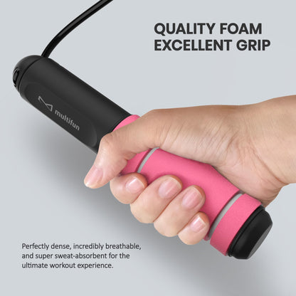 multifun Jump Rope, Adjustable Digital Jump Rope with Calorie Counter, Ball Bearings & Alarm – Ideal for Fitness, CrossFit, Boxing, MMA, Gym – Multifunctional Speed Skipping Rope