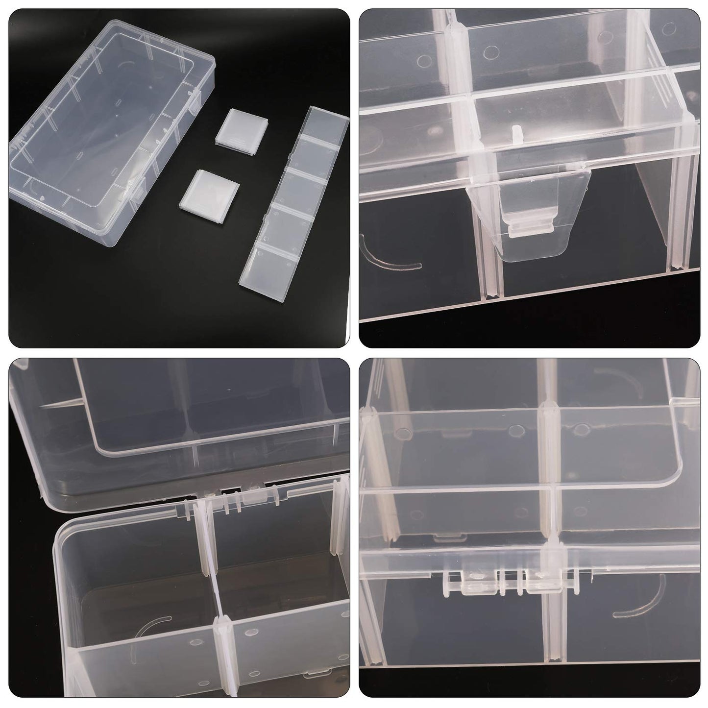 Umirokin 2 Pack 15 Grids Clear Plastic Organizer Box with Adjustable Dividers, Craft Storage Containers for Jewelry, Beads, Screws, Tackle Box, Washi Tapes, Small Parts Organizer for Arts and Crafts