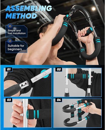 Saker Twister Arm Trainer, 40-100lb Adjustable Chest Workout Equipment, Arm Trainer, Twister Arm Trainer, Portable Power Twister Bar, Detachable Design Fitness Anywhere (Blue)