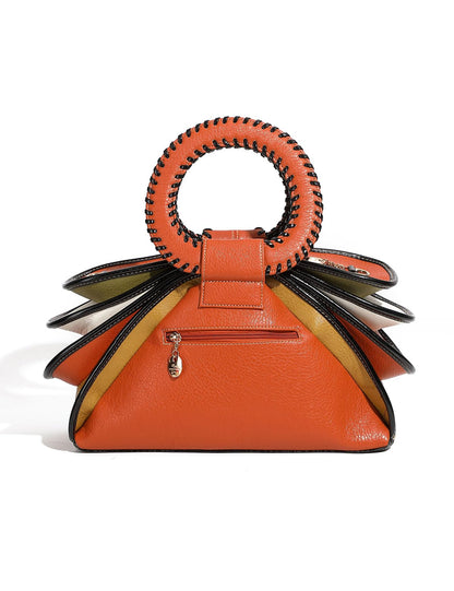 Designer Multicolor Leather Top Handle Handbag Bag Woman Large Capacity Purse Fashion Women Crossbody Bags for Women (Orange)