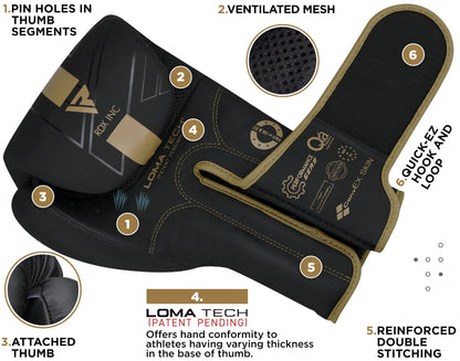 RDX Boxing Gloves, Pro Training Sparring, Maya Hide Leather, Muay Thai MMA Kickboxing, Men Women Adult, Heavy Punching Bag Focus Mitts Pads Workout, Ventilated Palm, Multi Layered, 8 10 12 14 16 18 Oz