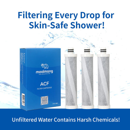 Moolmang VITAMAX ACF Shower Filter Replacement Cartridge 3 PCS/Pack – Reduces Chlorine & Sediment