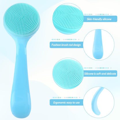 2Pack Silicone Face Brush Manual Face Scrub Brush Soft Facial Brushes Waterproof Exfoliating Face Brush Skin Friendly Face Cleaner Brush for Women and Men Blackheads Makeup Residues Removal