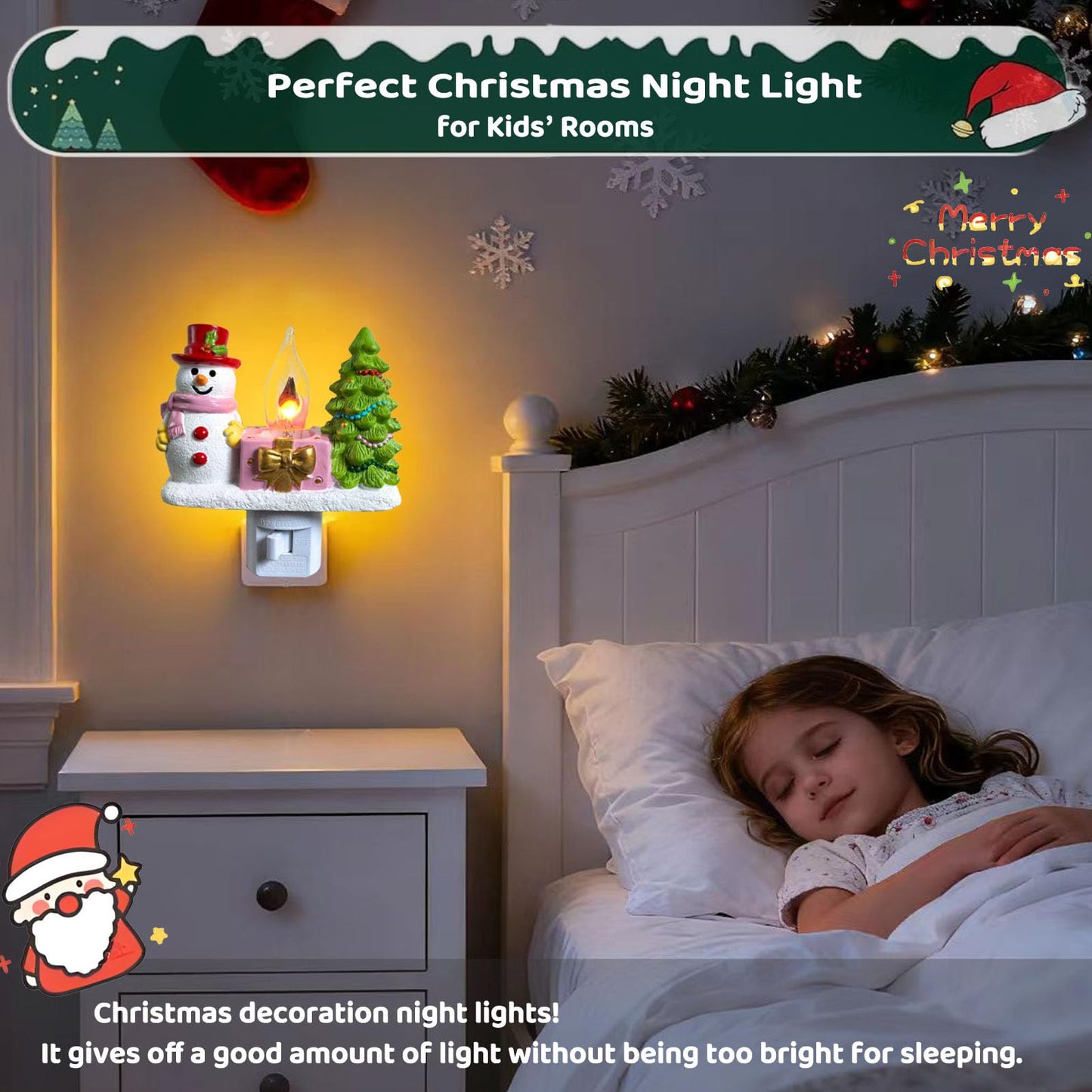 nlaa Christmas Campfire Flickering NightLight,Cute Polyresin Swivel Plug Flickering NightLight,Plug-in Figurine Lamp for Holiday Decor, Indoor Campfire Night Light with Flicker Bulb,Figurine Light