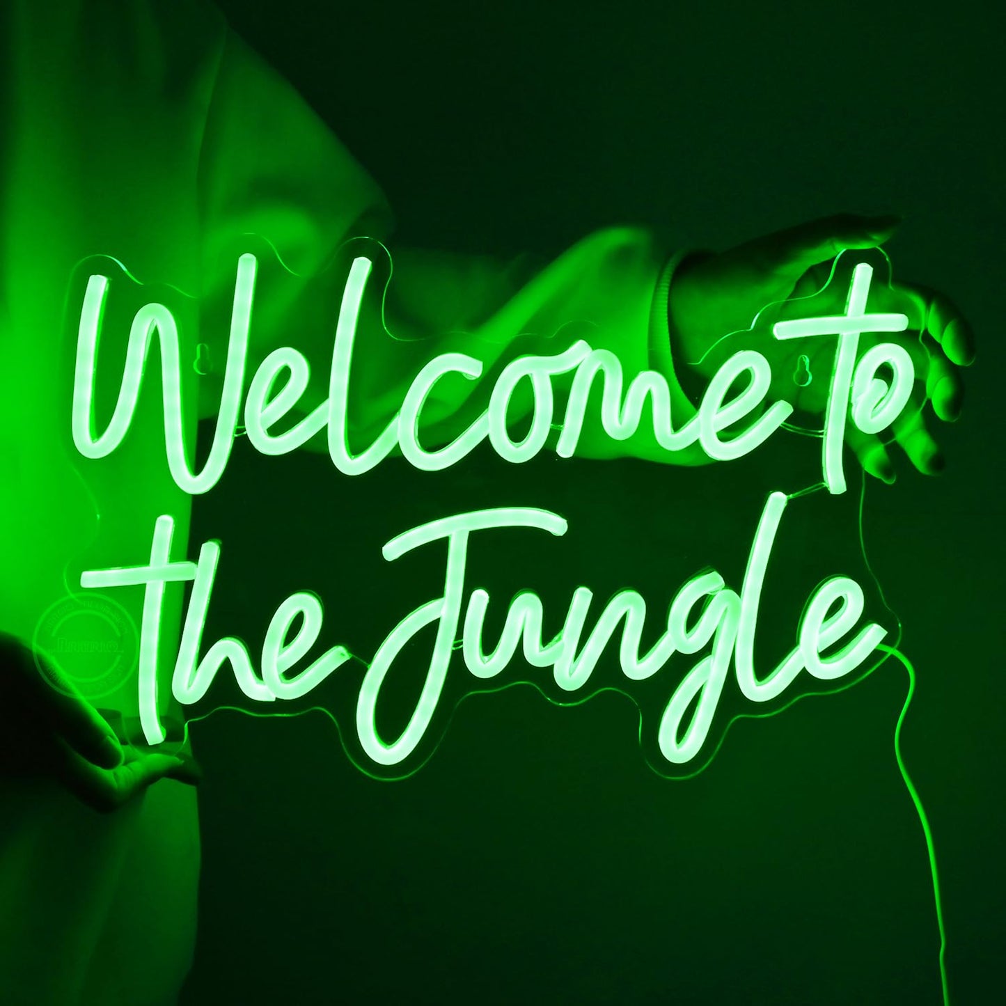 Britrio Welcome to the Jungle Neon Light Sign for Safari Jungle Themed Party Baby Shower Kids Birthday Gift Bedroom Bar Club LED Neon Wall Decor 5V USB Powered with Switch 15.75 Inch Green