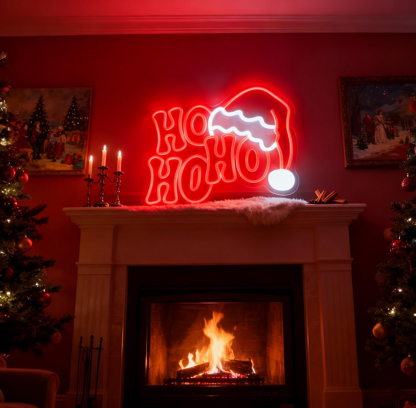HoHoHo Neon Sign for Wall Decor Light Up Letters Led Sign Night Signs Christmas Party Signs Room Decorations Supplies for Home Bedroom Dorm