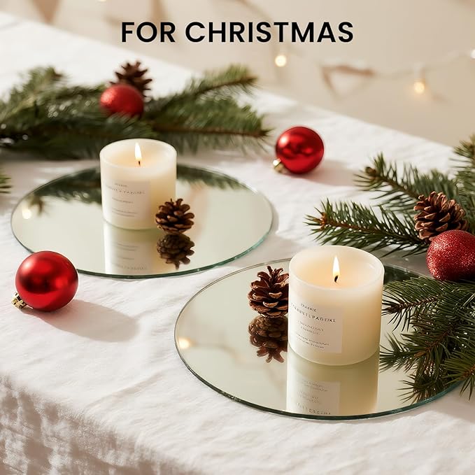 Round Mirror Centerpieces, Set of 12 Pcs 8" Round Glass Mirror Centerpieces for Tables, Glass Trays for Wedding Decorations, Parties, Baby Shower Party