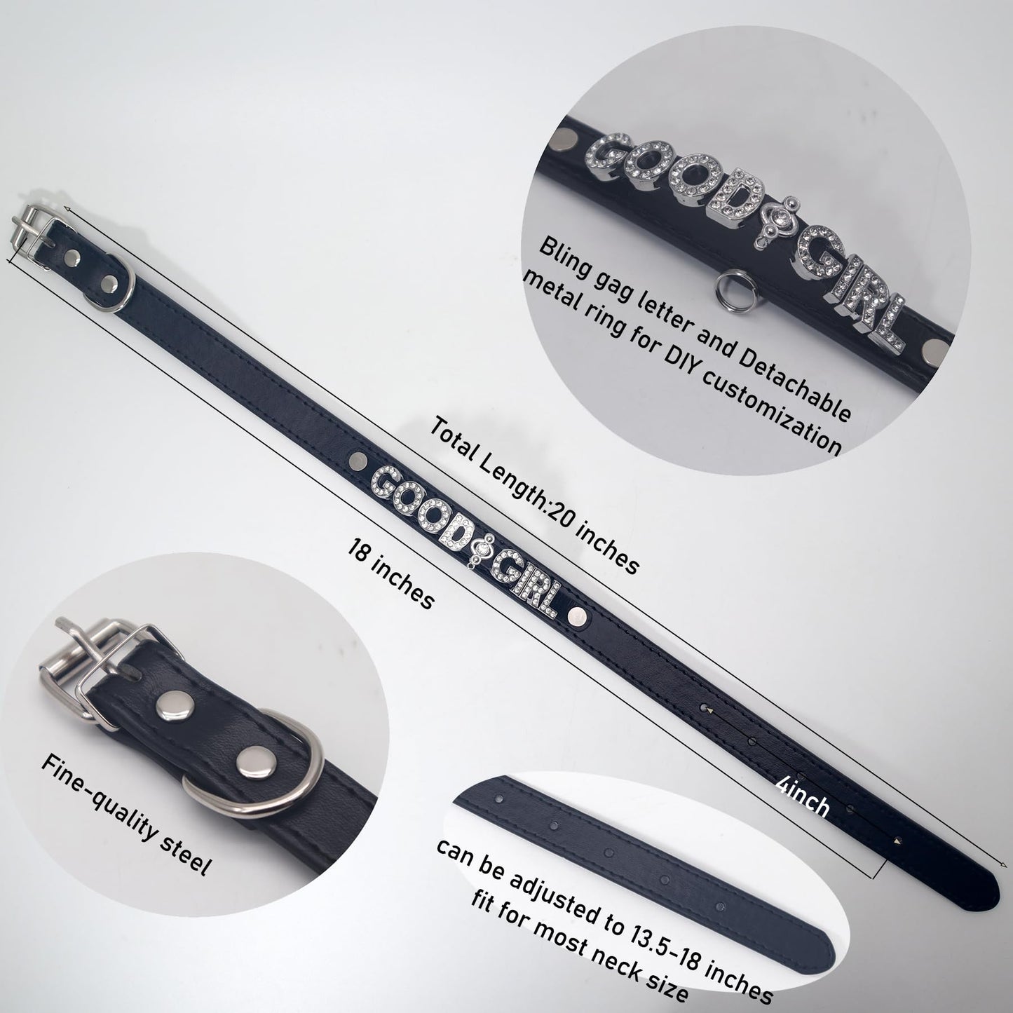 Gothic Letter Leather Choker Collar Necklace for Women,Rave EDC Festival Cosplay Jewelry