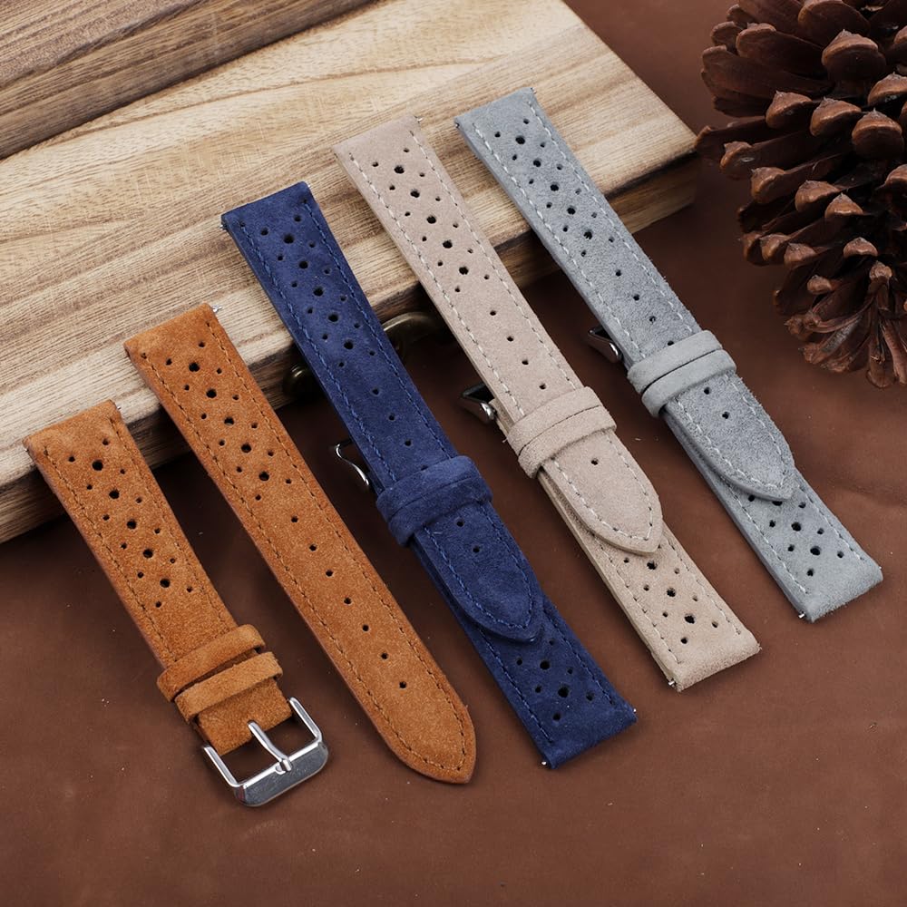 Onthelevel Suede Leather Watch Strap 18mm 19mm 20mm 21mm 22mm 24mm Rally Racing Watch Band With Quick Release Replacement Watchband