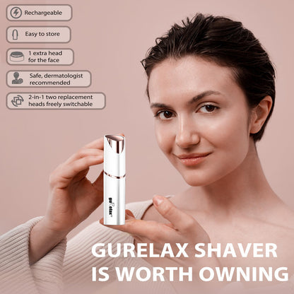 Facial Hair Removal for Women, Electric Painless Rechargeable Facial Hair Remover for Face, Lip, Chin with 2 x Replacement Heads