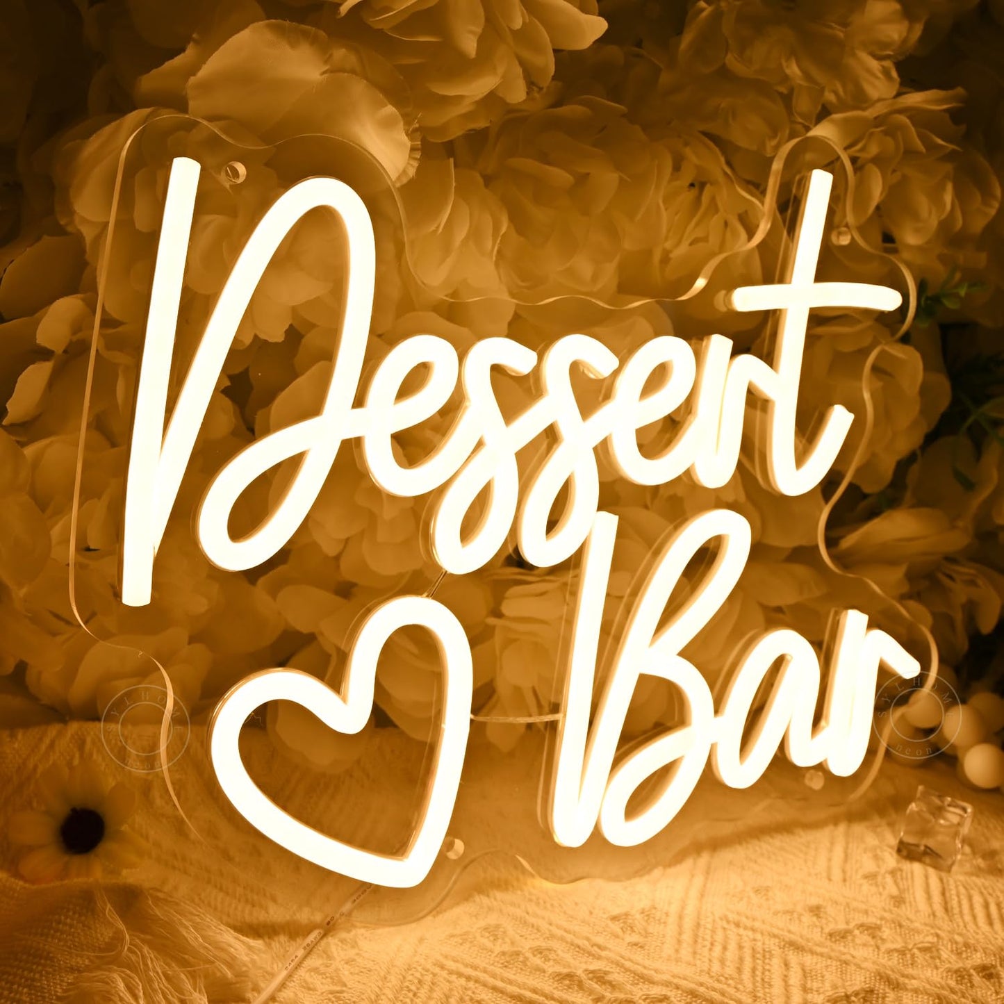 SYLHOME Dessert bar Led Neon Light Sign Home Candy Bar Snack Wall Sign Decor Wedding Birthday Christmas Party Decor Banner Gifts 11.81" X 9.33" USB