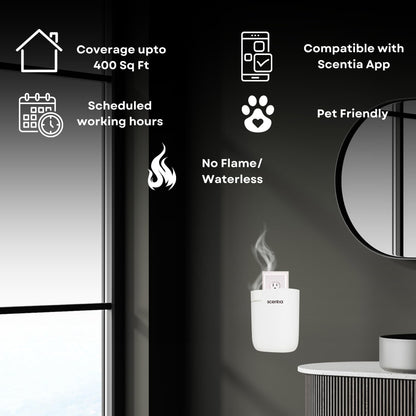 Smart Plug-in Diffuser with App Control | Waterless Cold Air Diffuser | My Way Hotel-Inspired Scent Included | 500 Sq. Ft. Coverage | Mother's Day & Housewarming Gift | Black
