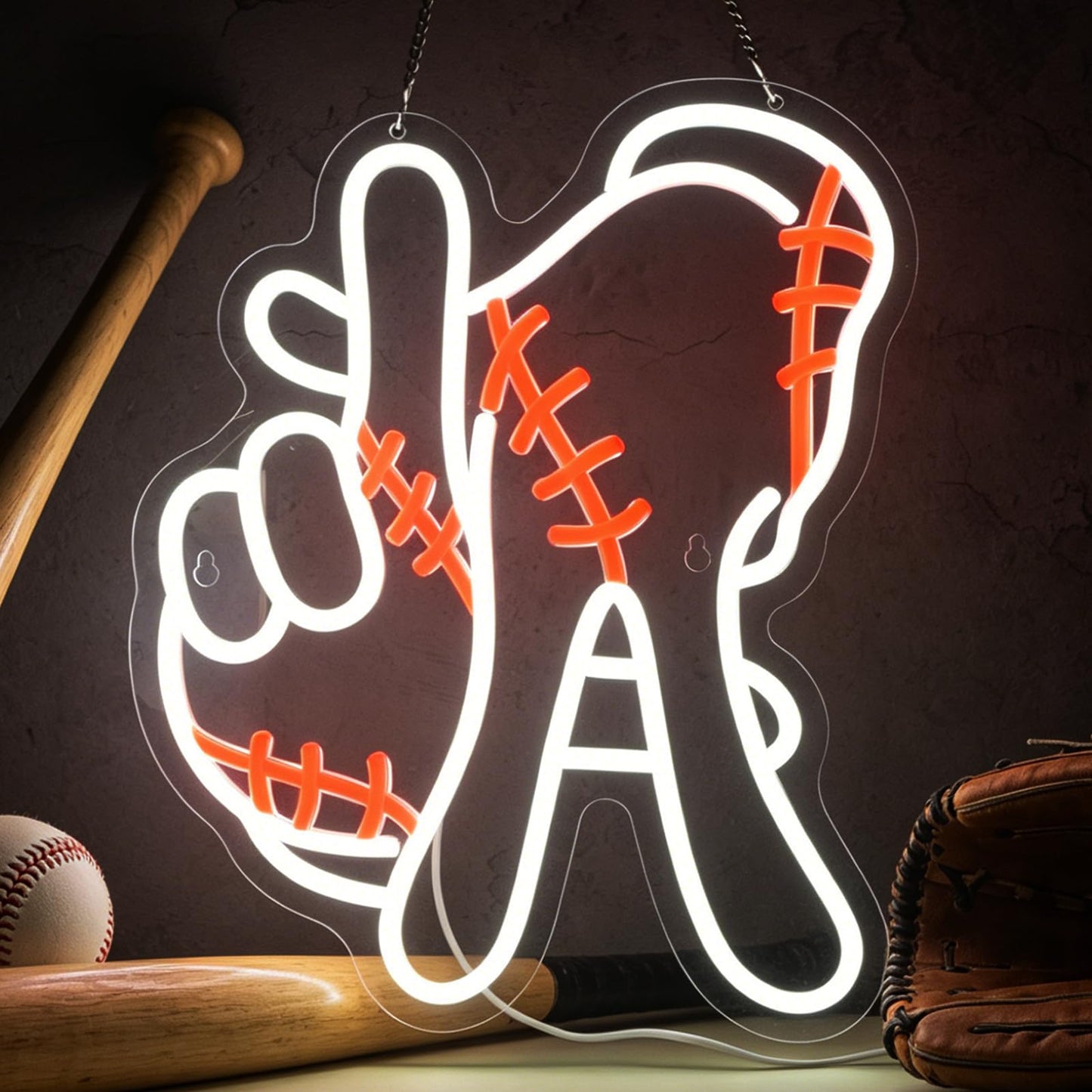 Baseball Neon Sign LA Baseball Neon Sign for Wall Decor LA Gesture Sign USB Dimmable LED Neon Lights for Home Bar Pub Tavern Party Man Cave Club Shops Hotel Store Business Gift