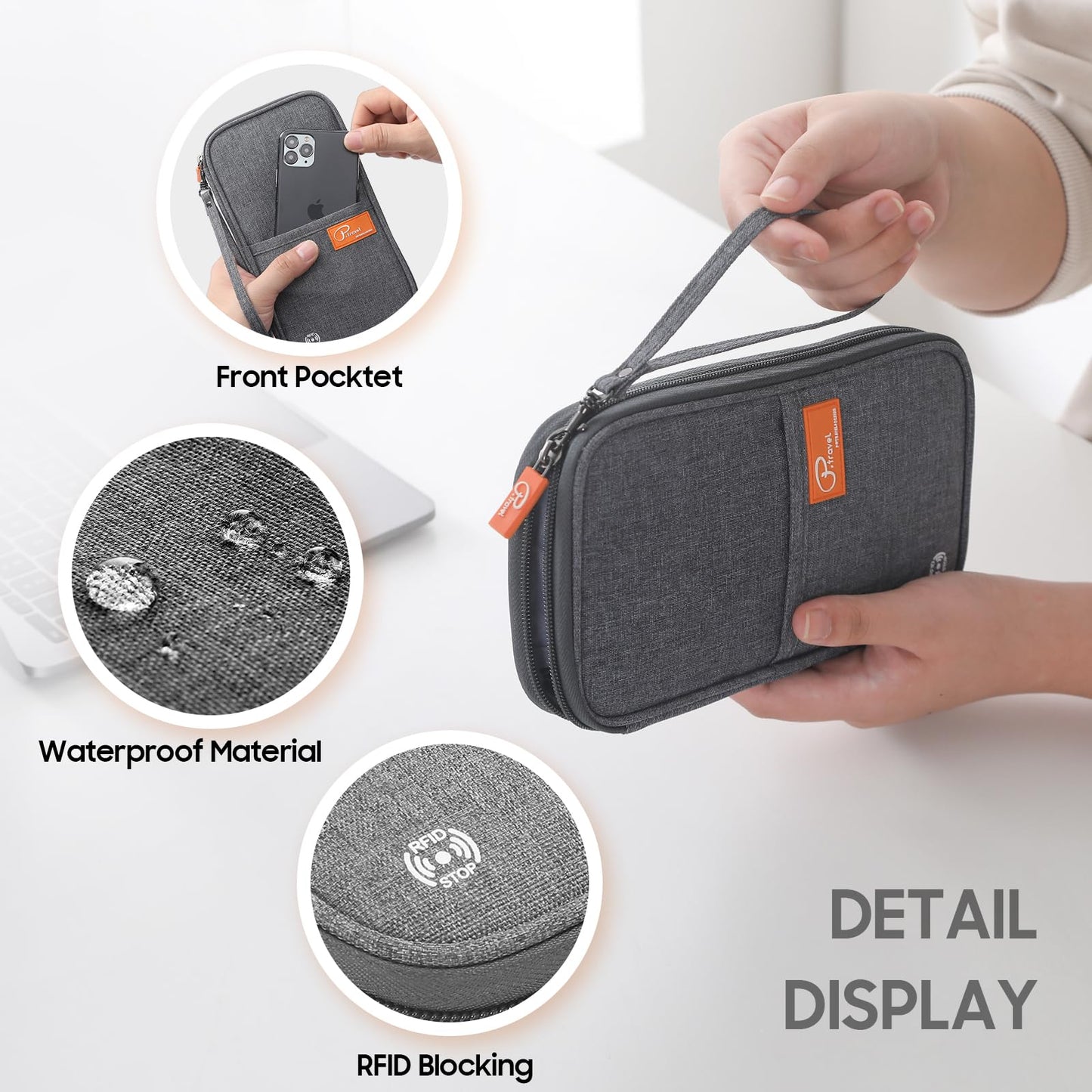 Family Passport Holder Organizer, RFID Blocking Travel Document Case, Lightweight Large Passport Cover Case Waterproof Bag Document Organizer for Women & Men