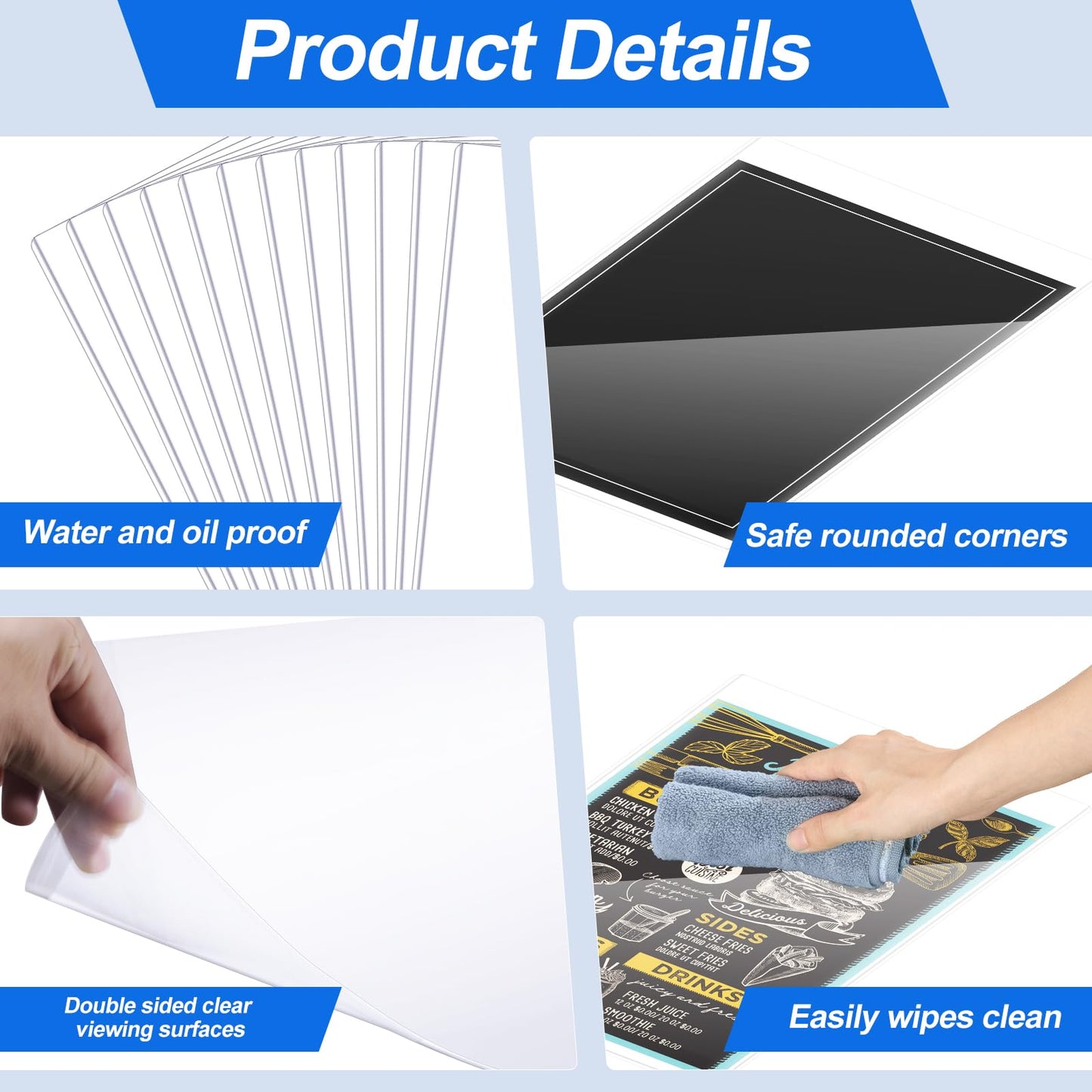 24 Pcs 11" x 17" Menu Cover, Rigid Print Protectors Double-Sided Clear Vinyl Menu Holder Heavy Duty Paper Sleeves Hard Plastic Poster Protector Sleeve for Page Sheet Photographs Document (24)
