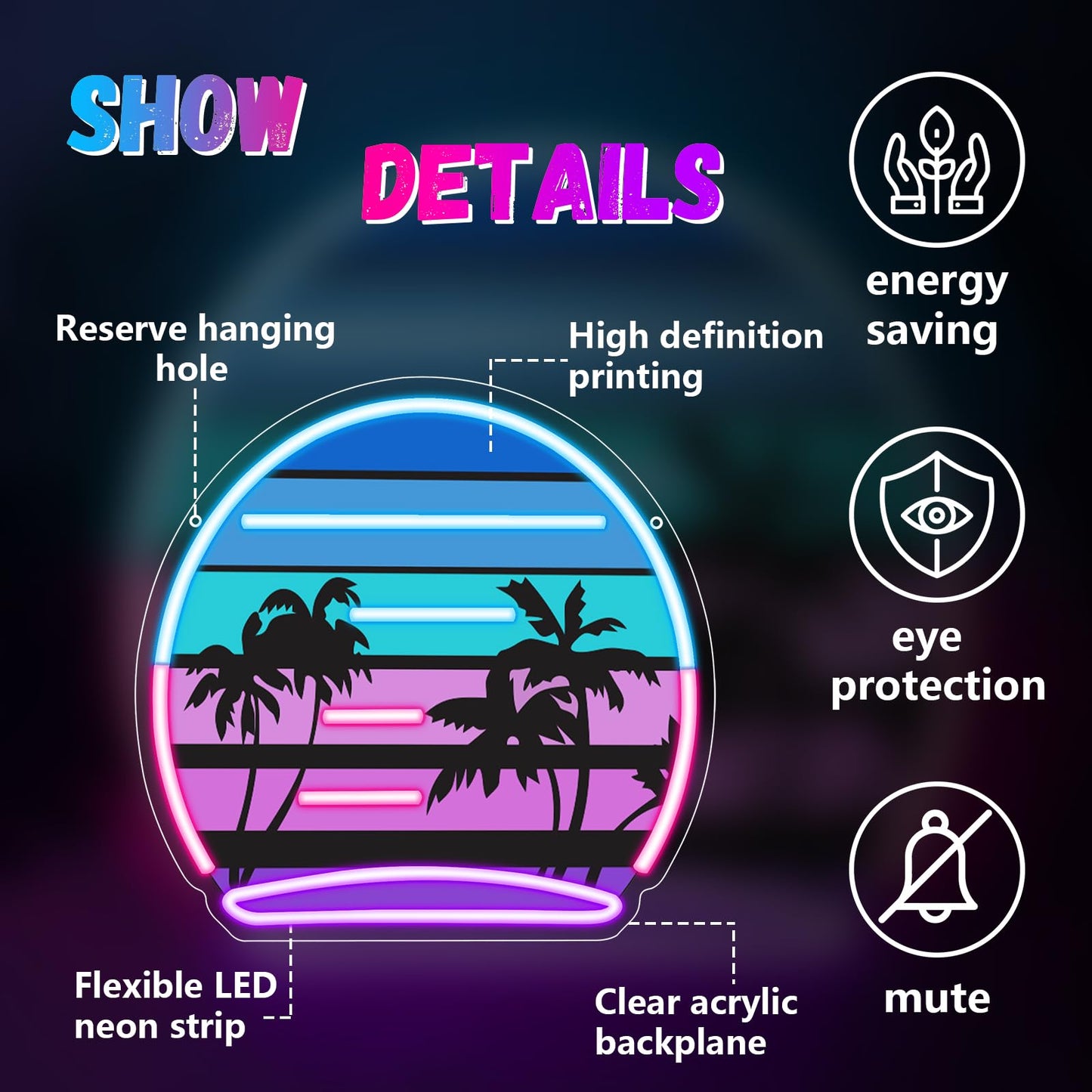 Tropical Neon Sign, Coconut Palm Tree Neon Lights for Wall Decor, LED Light up Bar Signs for Bar Beach Theme Bedroom Restaurant Party Pub Club Decor,Gift for Man Boys Girls
