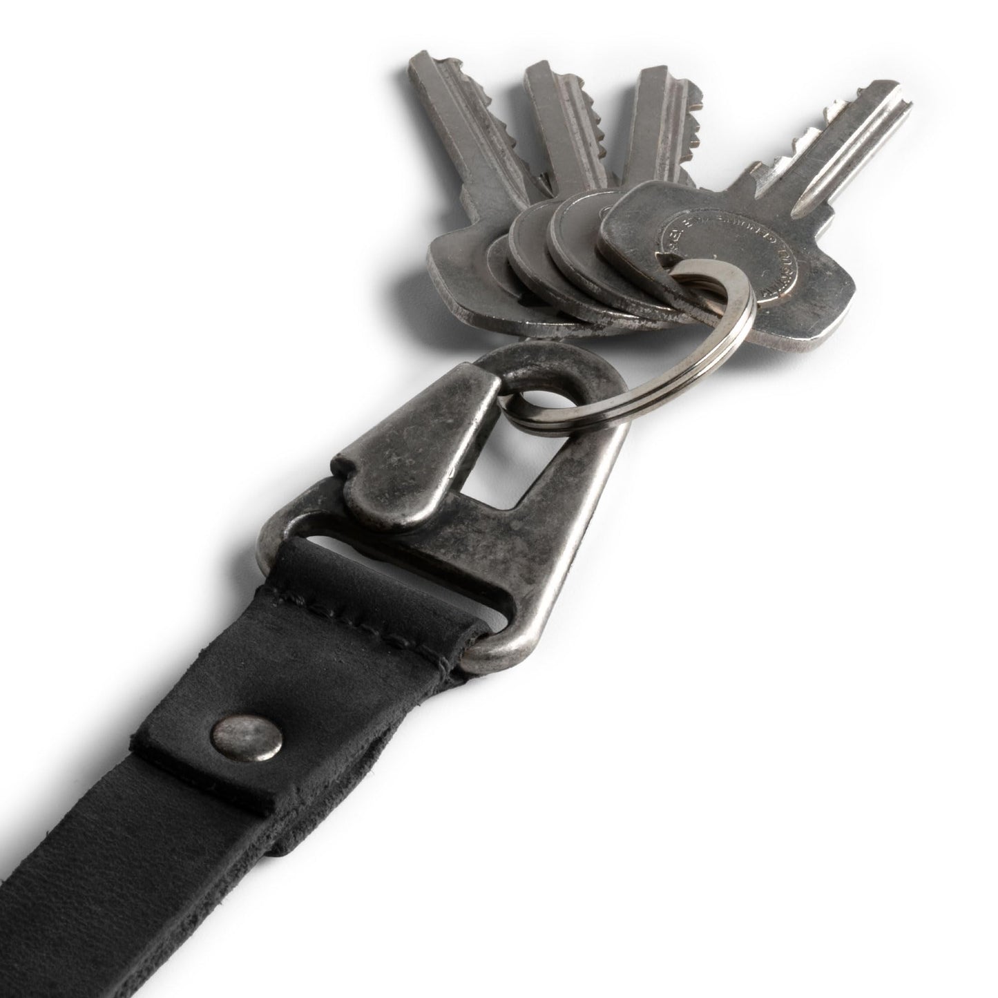 Hide & Drink, Lanyard Keychain for Men and Women, Neck Strap with Hook, ID Holder, Clip to Attach to House, Apartment, Car Keys, Full Grain Leather, Handmade, Charcoal Black